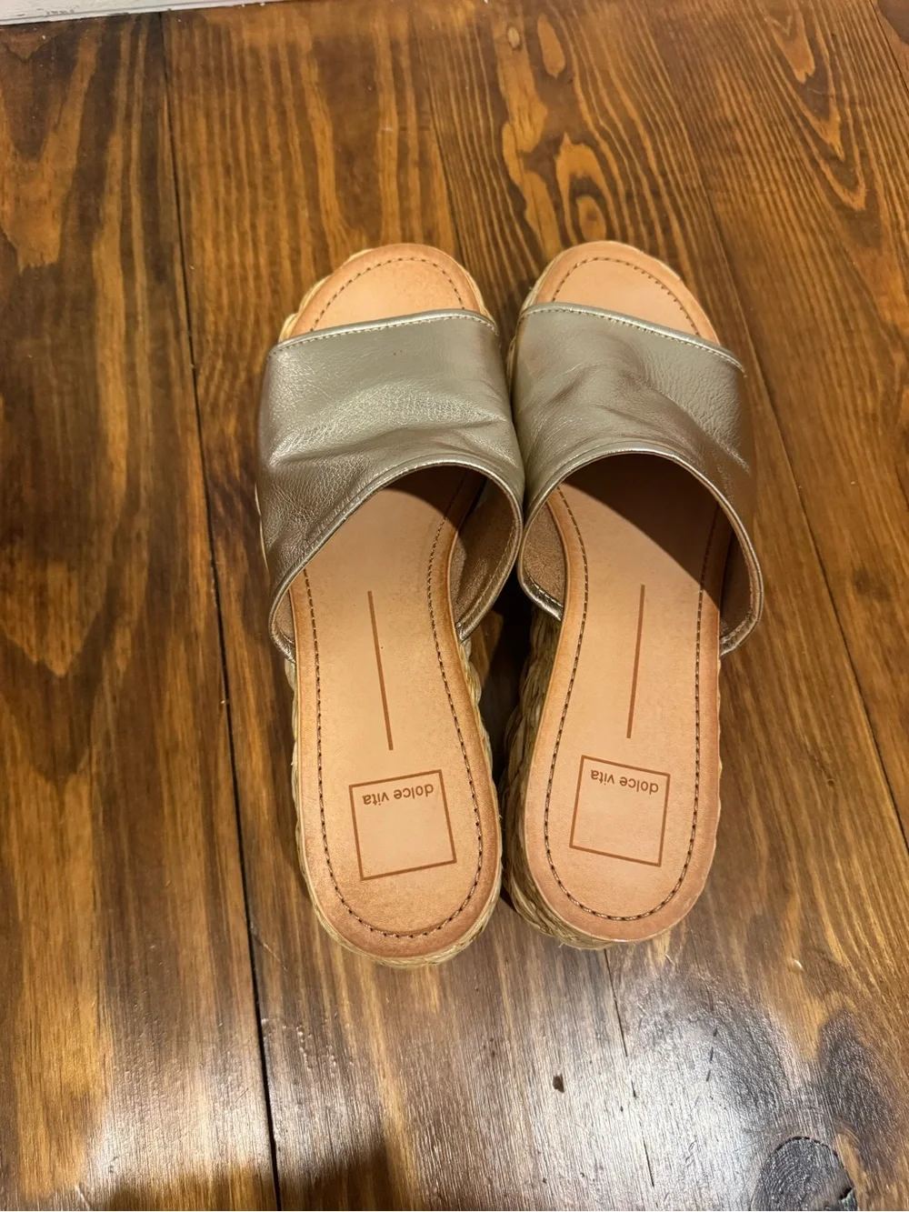 Dolce Vita Silver Metallic Espadrille Platform Slide